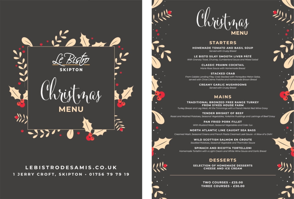 Christmas Menu Le Bistro Des Amis